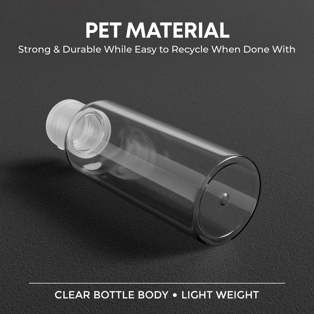 Palm Safe 4x 100ml Clear Plastic Travel Bottles - Empty Refillable Containers with Flip Cap - Leak Proof BPA Free Toiletries Storage - New