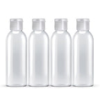 Palm Safe 4x 100ml Clear Plastic Travel Bottles - Empty Refillable Containers with Flip Cap - Leak Proof BPA Free Toiletries Storage - New