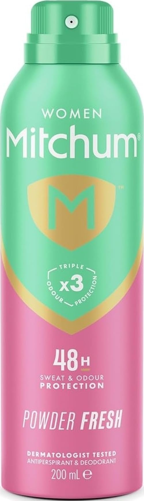 Mitchum Women Triple Odor Defense 48HR Protection Deodorant Spray & Antiperspirant (200ml), Powder Fresh - New