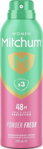 Mitchum Women Triple Odor Defense 48HR Protection Deodorant Spray & Antiperspirant (200ml), Powder Fresh - New