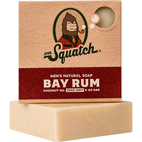 Dr. Squatch Bay Rum Soap - Men's Natural Bar Soap with Kaolin Clay & Shea Butter - Fresh Scent Handmade Organic - New