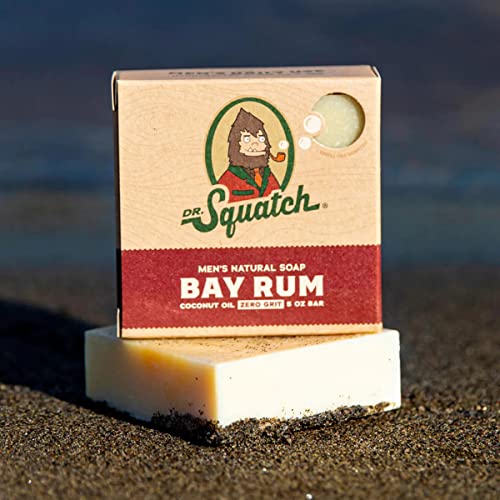 Dr. Squatch Bay Rum Soap - Men's Natural Bar Soap with Kaolin Clay & Shea Butter - Fresh Scent Handmade Organic - New