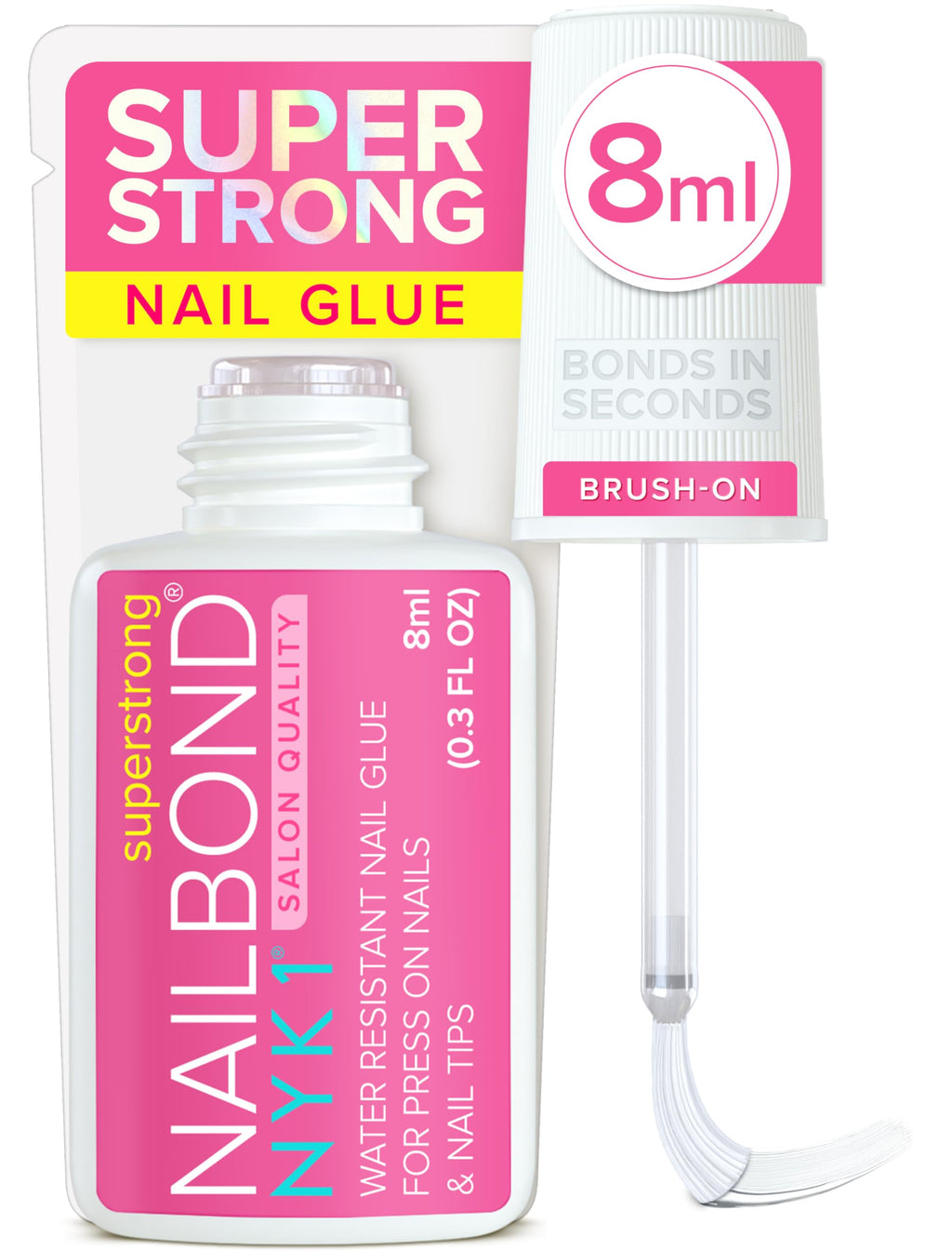 NYK1 Super Strong Nail Glue for Press Ons, Nail Tips & False Nails | 8ml - Damaged Box