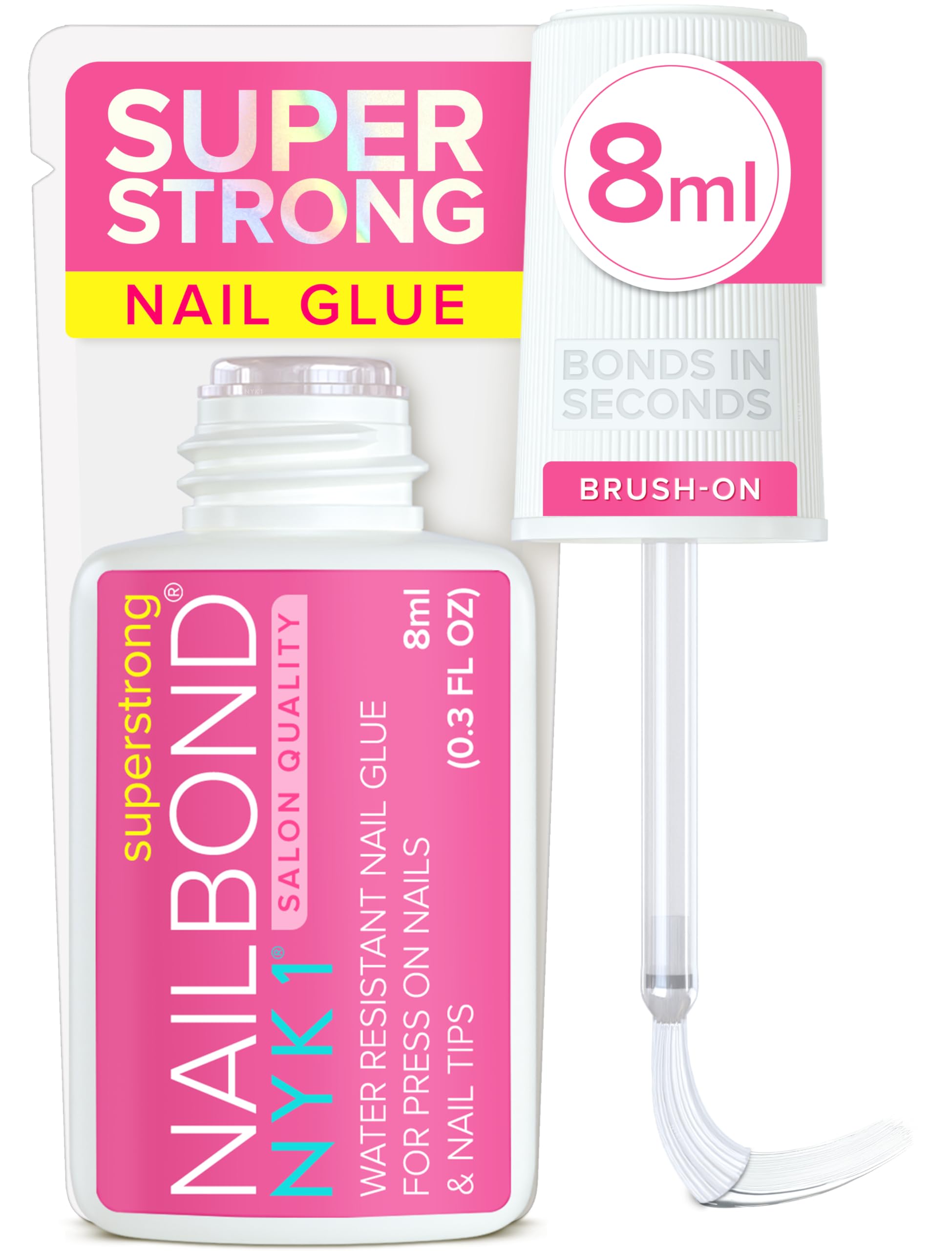 NYK1 Super Strong Nail Glue for Press Ons, Nail Tips & False Nails | 8ml - Damaged Box