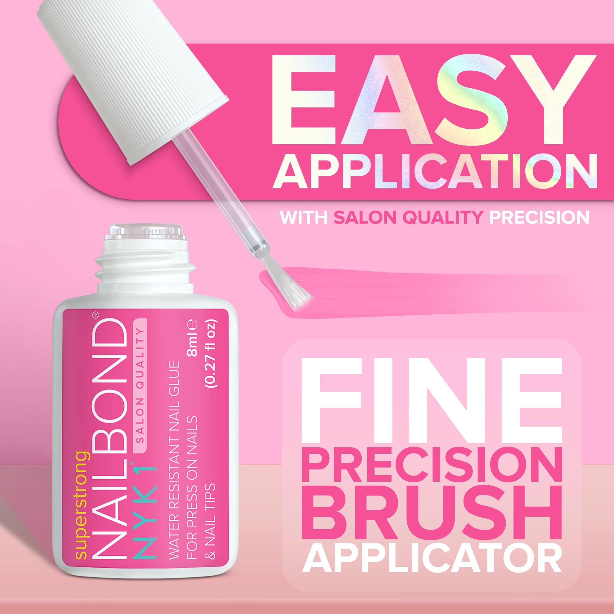 NYK1 Super Strong Nail Glue for Press Ons, Nail Tips & False Nails | 8ml - Damaged Box