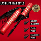 Thrill Seeker Mega Lift Mascara - Black 10ml - Ultra Volumising Long Wearing Smudge-Proof Flake-Free Clump-Free Cruelty Free - New