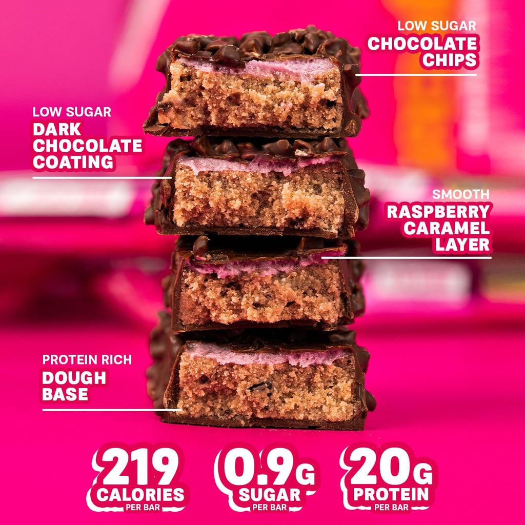 Grenade Dark Chocolate Raspberry Protein Bars - 12 x 60g High Protein Snack Bar Multipack - Damaged Box - BBE 03/2027