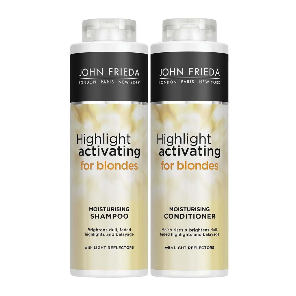 John Frieda Sheer Blonde Highlight Activating Moisturising Shampoo & Conditioner Duo - 2 x 500ml for Blonde Hair - New