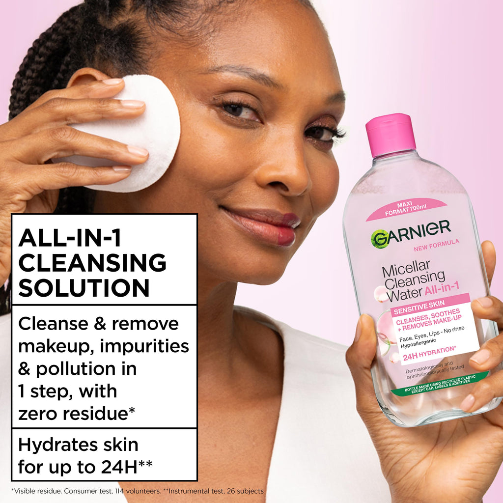 Garnier Micellar Water 700ml - All-in-One Face Cleanser Makeup Remover - Sensitive Skin - New