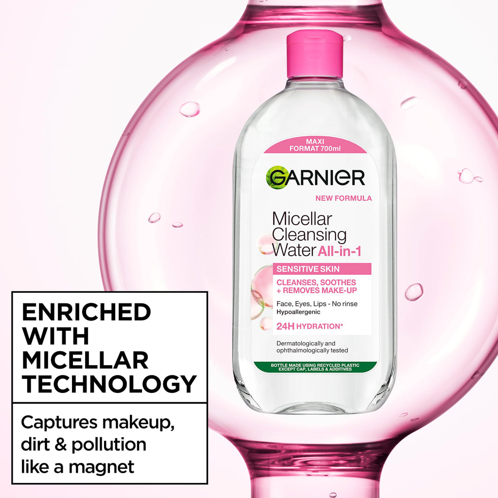 Garnier Micellar Water 700ml - All-in-One Face Cleanser Makeup Remover - Sensitive Skin - New