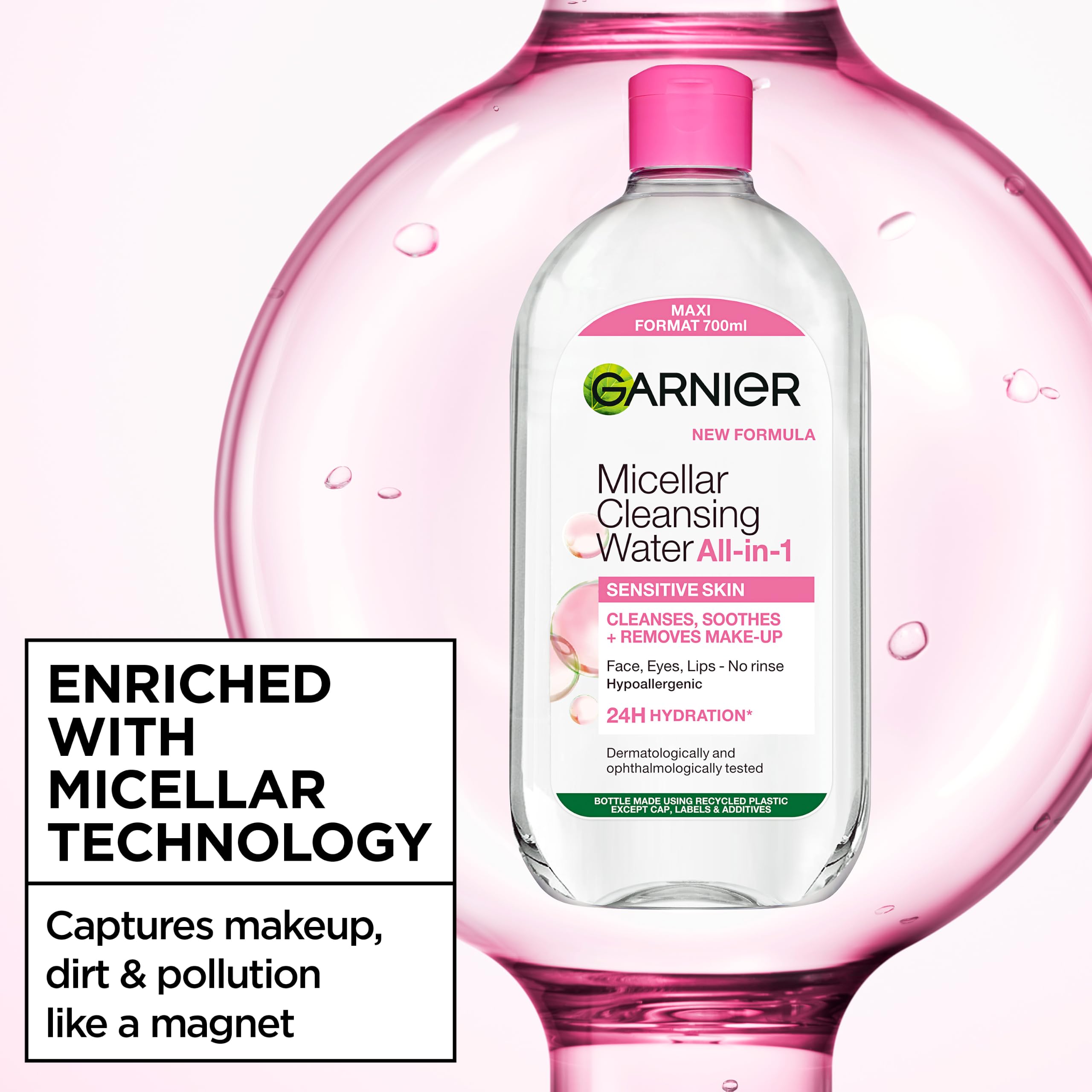 Garnier Micellar Water 700ml - All-in-One Face Cleanser Makeup Remover - Sensitive Skin - New