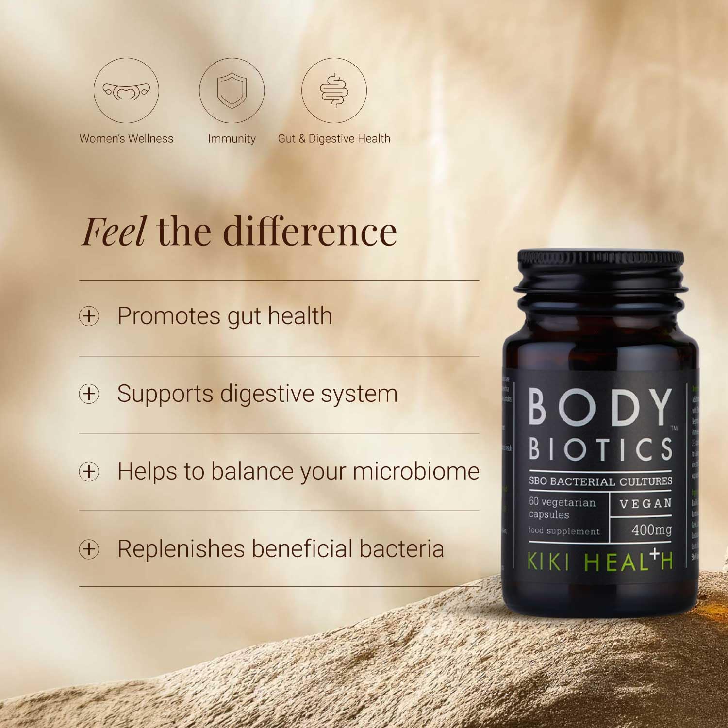 KIKI Health Body Biotics for Men & Women - 60 Count Probiotics Supplement - Digestive Gut Health - Bloating Colon Immune Support - New - BBE 03/2029