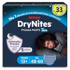 HUGGIES DryNites Pyjama Pants Boys 13+ Years 48-60KG 33 Pack Bedwetting Leak Free Nights - Damaged Box