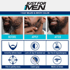 Just For Men Beard & Brow Colour - Real Black Brush-In Wash-Out Temporary Hair Dye - New