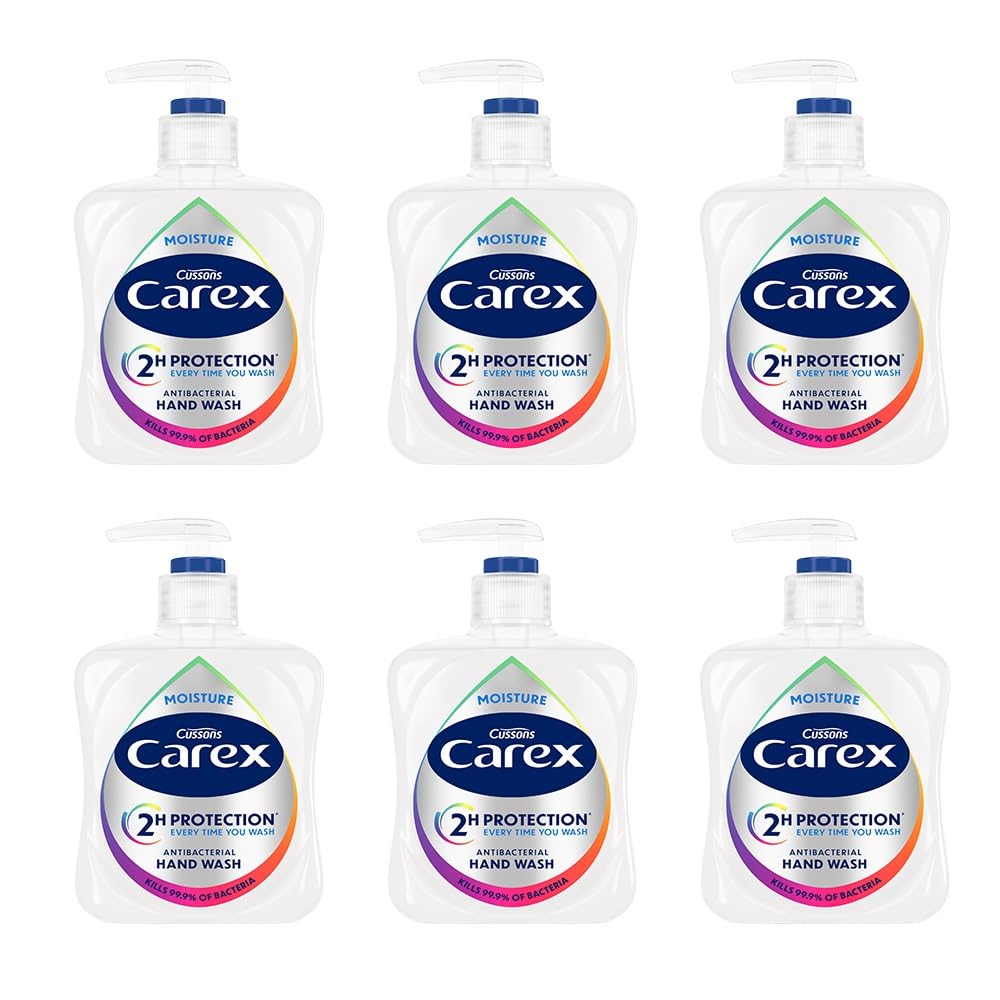 Carex Dermacare Sensitive Antibacterial Hand Wash Soap - Gentle Skin Protection - 6 x 250ml Bulk Pack - New