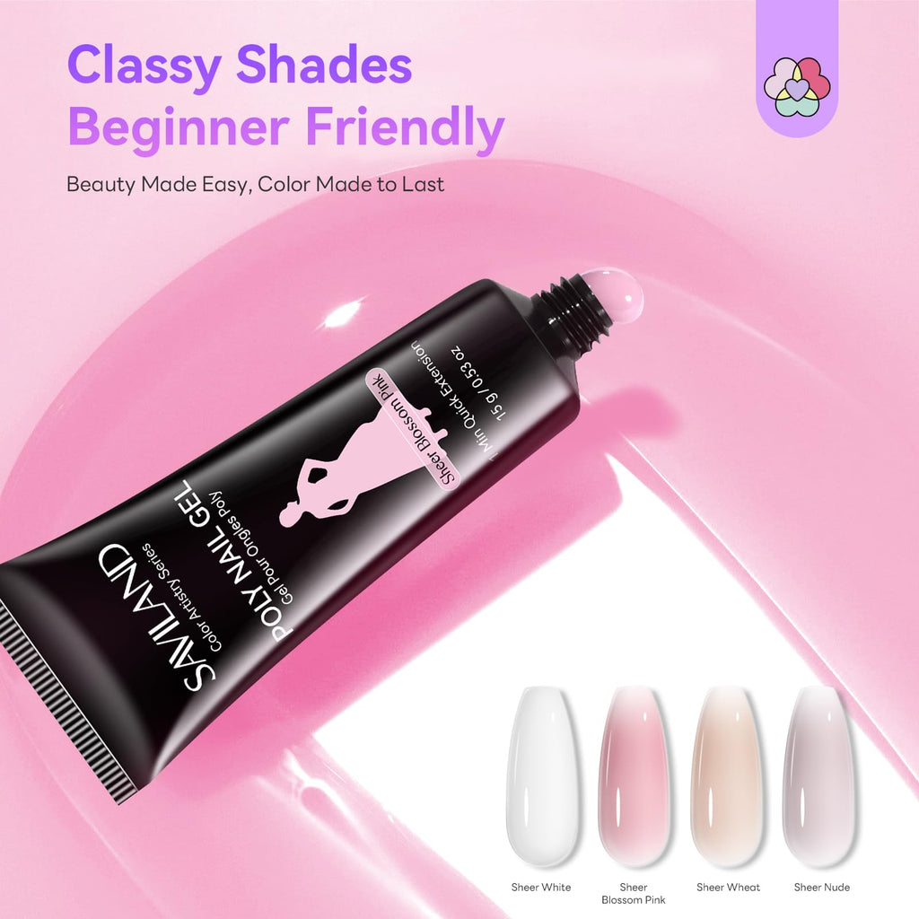 SAVILAND Poly Nail Gel Kit - All-in-1 Polygel Nail Kit with UV Lamp Light - Nail Extension Set - Damaged Box
