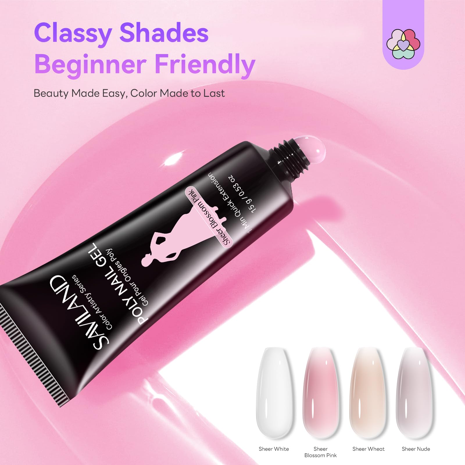SAVILAND Poly Nail Gel Kit - All-in-1 Polygel Nail Kit with UV Lamp Light - Nail Extension Set - Damaged Box