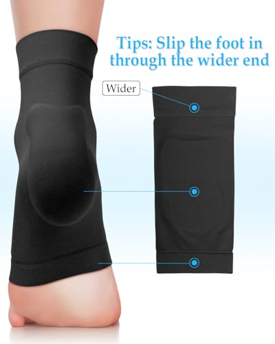 DLMDLM Achilles Tendonitis Heel Protector Socks,One Pair of Premium Padded Compression Gel Sleeve, Achilles Tendon Support Sleeve for Haglunds Bump, Tendonitis, Bursitis and Dry Cracked (Black) - Very Good