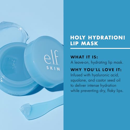 e.l.f. Skin Holy Hydration! Lip Mask - Hydrating Leave-on - Hyaluronic Acid - Powder Blue - Soft Smooth Lips - New
