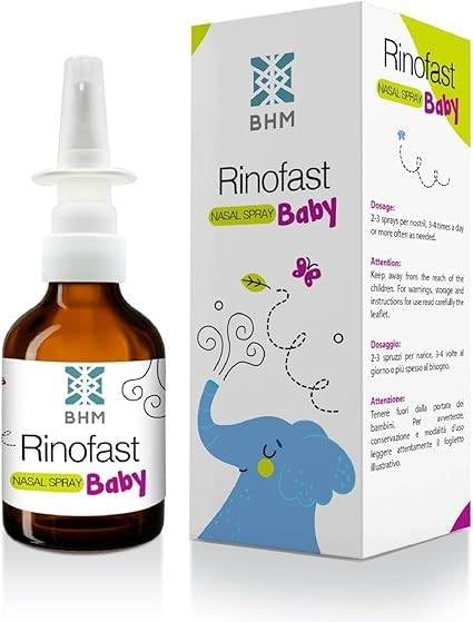 BHM Rinofast Nasal Spray Baby - Decongestant Hayfever Allergy Blocked Nose Sinusitis Relief - 50ml Solution - Damaged Box - BBE 03/2028