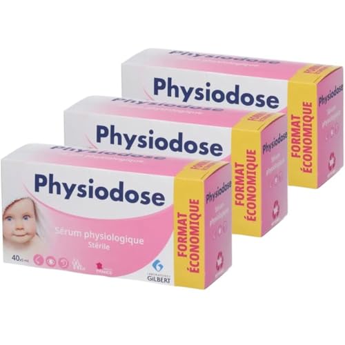 Physiodose Physiological Serum - Saline Solution 3 Boxes of 40 Single Doses - 5ml Vials - Nasal Eye Hygiene Baby Adult - Damaged Box - BBE 02/2029