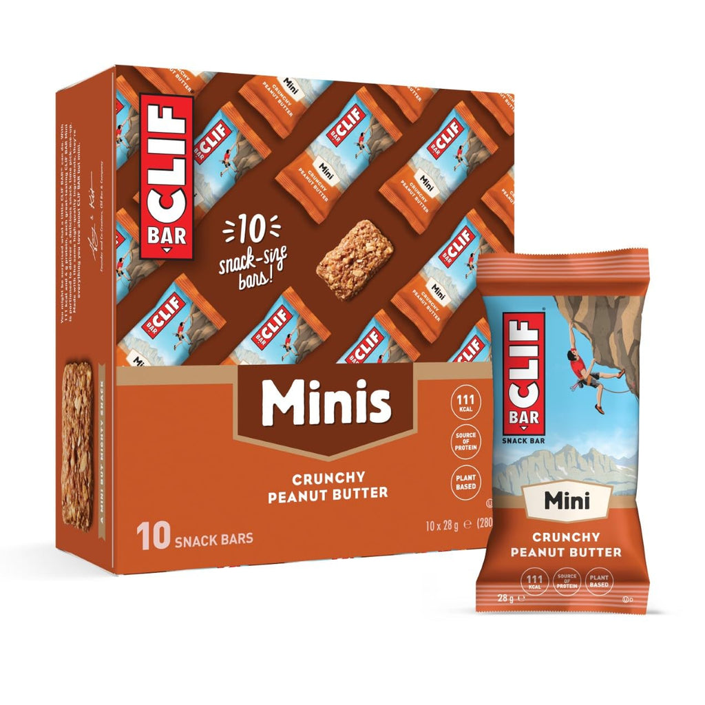 CLIF BAR Minis Crunchy Peanut Butter Snack Bars - 10 x 28g Energy Protein Bar Multipack - Damaged Box - BBE 03/2027