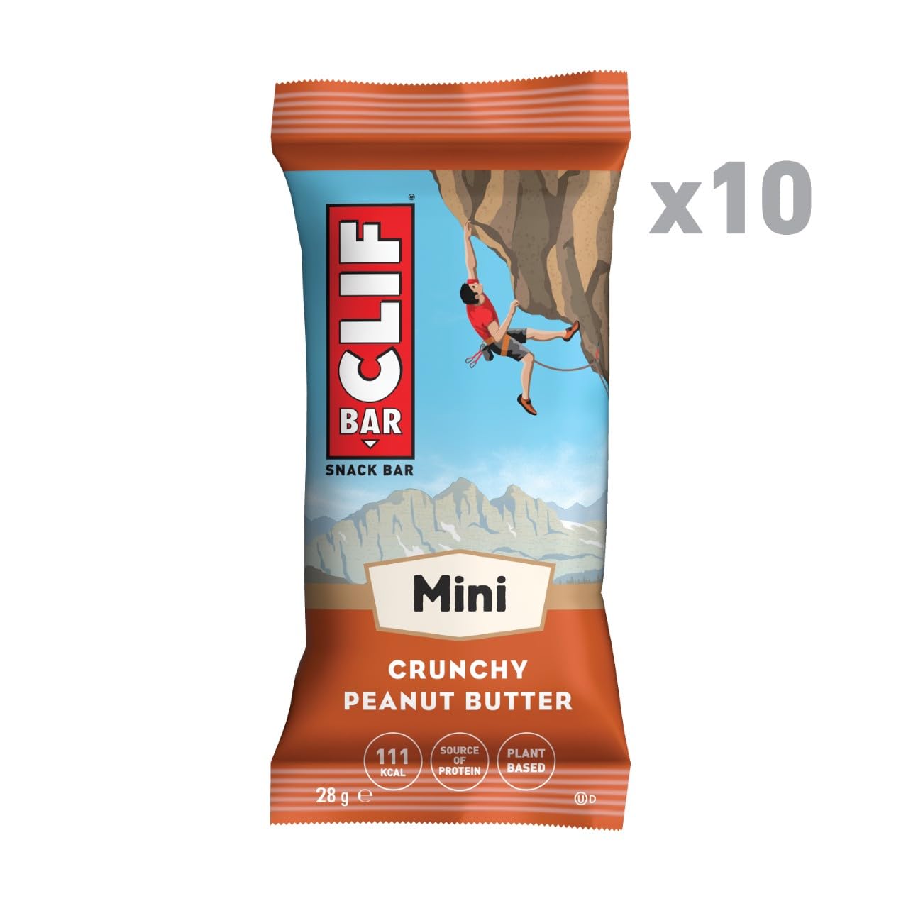 CLIF BAR Minis Crunchy Peanut Butter Snack Bars - 10 x 28g Energy Protein Bar Multipack - Damaged Box - BBE 03/2027