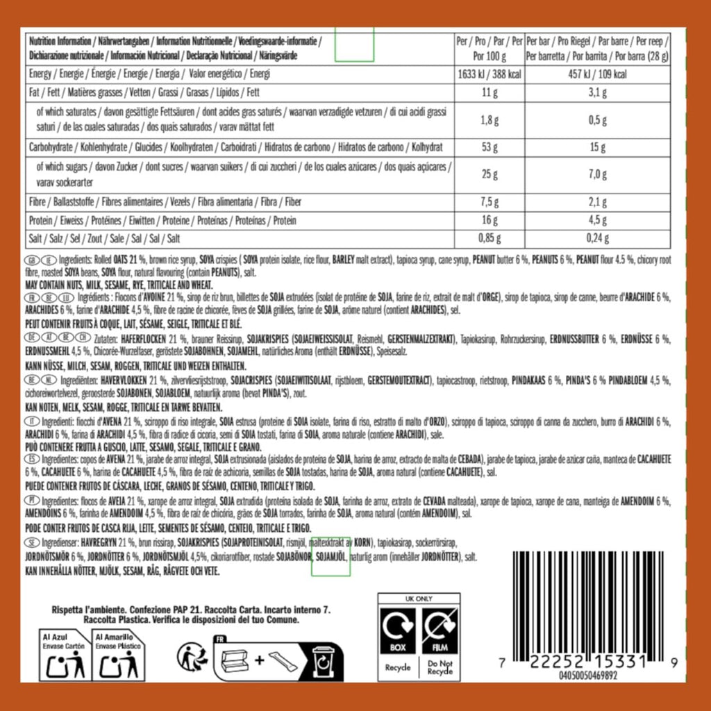 CLIF BAR Minis Crunchy Peanut Butter Snack Bars - 10 x 28g Energy Protein Bar Multipack - Damaged Box - BBE 03/2027