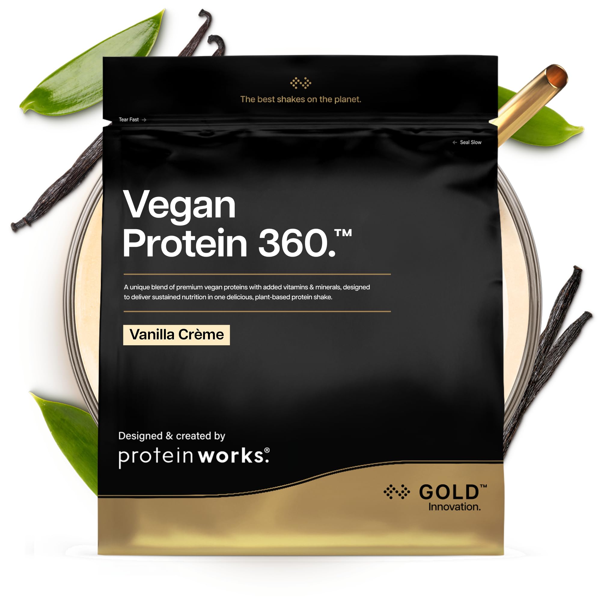 Protein Works Vegan Protein 360 - Gold Vanilla Crème 2kg - Plant Based Powder Shake - Damaged Box - BBE 07/2027