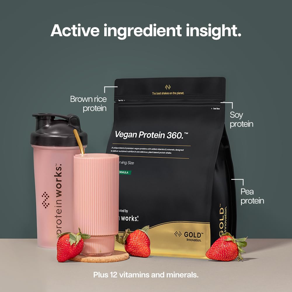 Protein Works Vegan Protein 360 - Gold Vanilla Crème 2kg - Plant Based Powder Shake - Damaged Box - BBE 07/2027