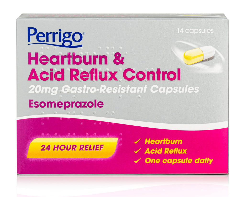 Esomeprazole 20mg Heartburn Acid Reflux Control 14 Capsules - 24 Hour Relief Medication - Damaged Box - BBE 06/2027