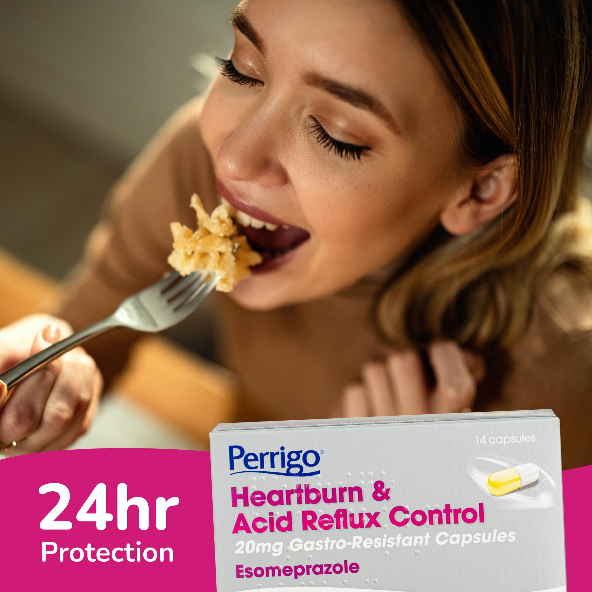Esomeprazole 20mg Heartburn Acid Reflux Control 14 Capsules - 24 Hour Relief Medication - Damaged Box - BBE 06/2027