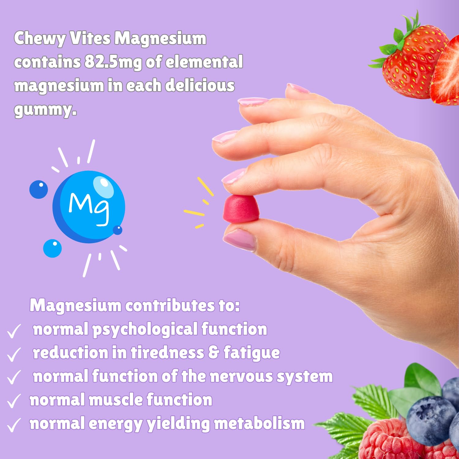 Chewy Vites Adult Magnesium Citrate 736mg Gummies, 60 Count - New - BBE 12/2026