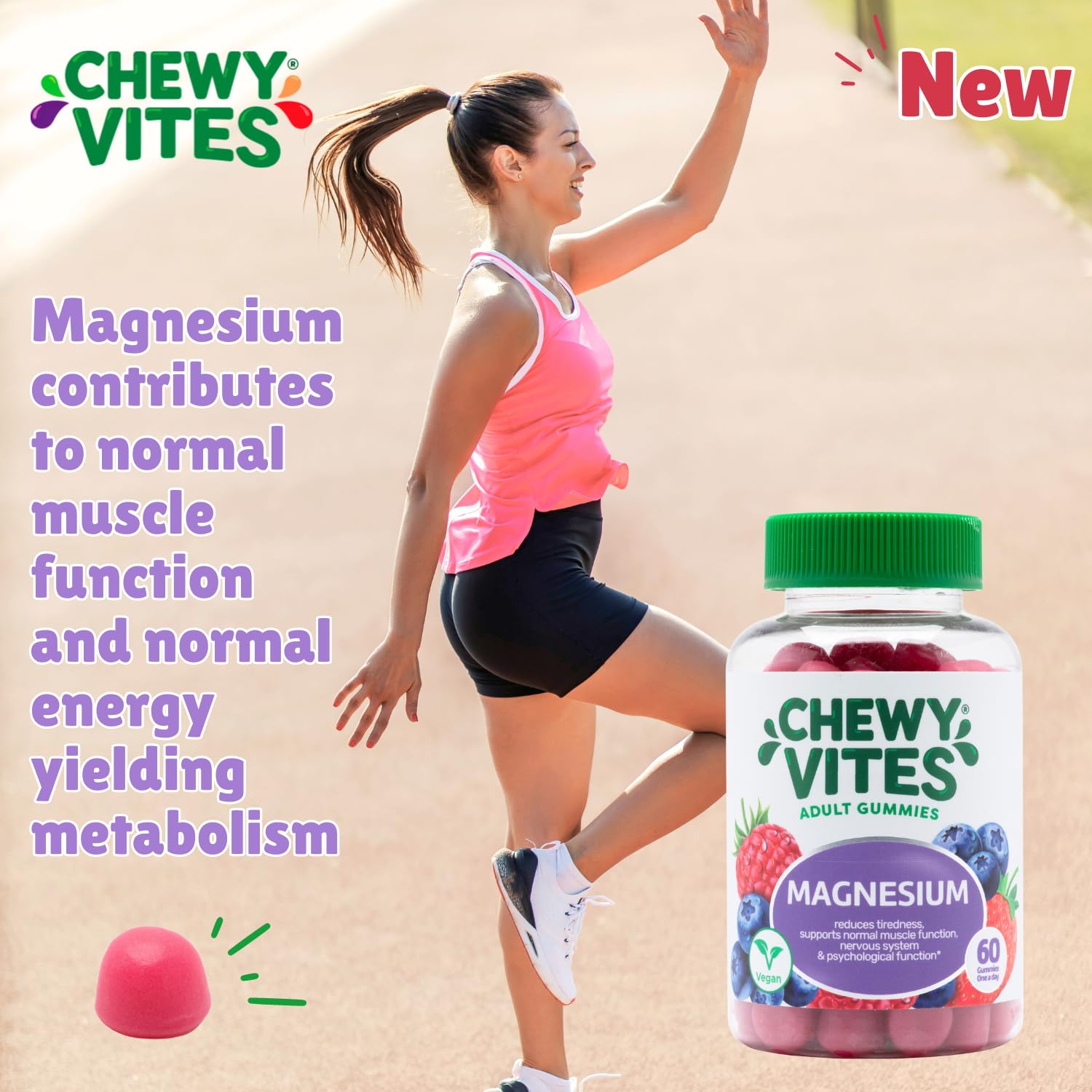 Chewy Vites Adult Magnesium Citrate 736mg Gummies, 60 Count - New - BBE 12/2026