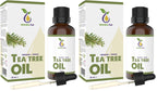 Organic Tea Tree Oil 50ml with Pipette - 100% Pure Undiluted Essential Oil for Skin, Nails, Hair, Aromatherapy, Diffuser - Damaged Box