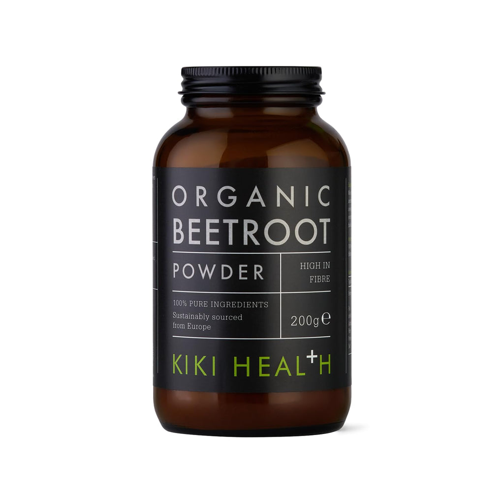 KIKI Health Organic Beetroot Powder 200g - 100% Pure, Dietary Nitrates, Fibre, Natural Sweetener, Food Dye - Damaged Box - BBE 05/2028