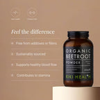 KIKI Health Organic Beetroot Powder 200g - 100% Pure, Dietary Nitrates, Fibre, Natural Sweetener, Food Dye - Damaged Box - BBE 05/2028
