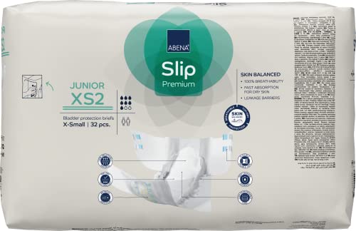 Abena Slip Premium Junior Nappies - Size 7 XS2 - 40-60cm Waist - Eco-Labelled Leakage Protection - 32 Pack - Damaged Box