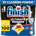 Finish Ultimate Infinity Shine Dishwasher Tablets - 100 Tabs Lemon Sparkle - Clean & Shine Detergent - Tough Grease Stains - Damaged Box - BBE 03/2026