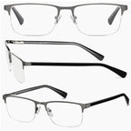 EYECEDAR 4-Pack Reading Glasses - Gunmetal Rectangle Style Readers for Men & Women +1.5 Magnification Spring Hinges - Damaged Box