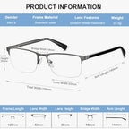 EYECEDAR 4-Pack Reading Glasses - Gunmetal Rectangle Style Readers for Men & Women +1.5 Magnification Spring Hinges - Damaged Box