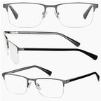EYECEDAR 4-Pack Reading Glasses - Gunmetal Rectangle Style Readers for Men & Women +1.5 Magnification Spring Hinges - Damaged Box