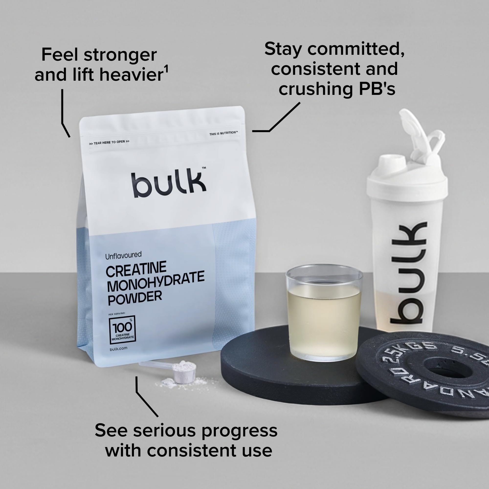 Bulk Creatine Monohydrate Powder 500g Unflavoured - Sports Performance Supplement Muscle Growth - Damaged Box - BBE 07/2027