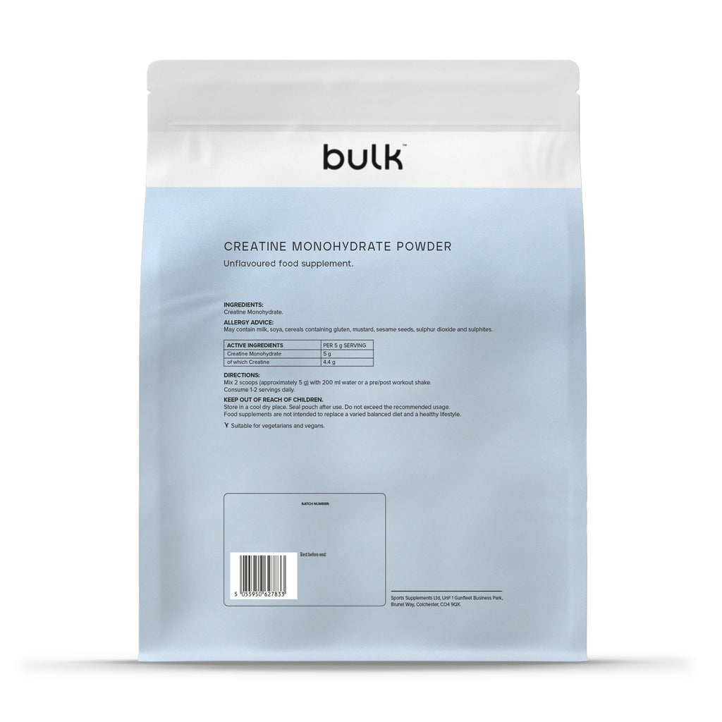 Bulk Creatine Monohydrate Powder 500g Unflavoured - Sports Performance Supplement Muscle Growth - Damaged Box - BBE 07/2027