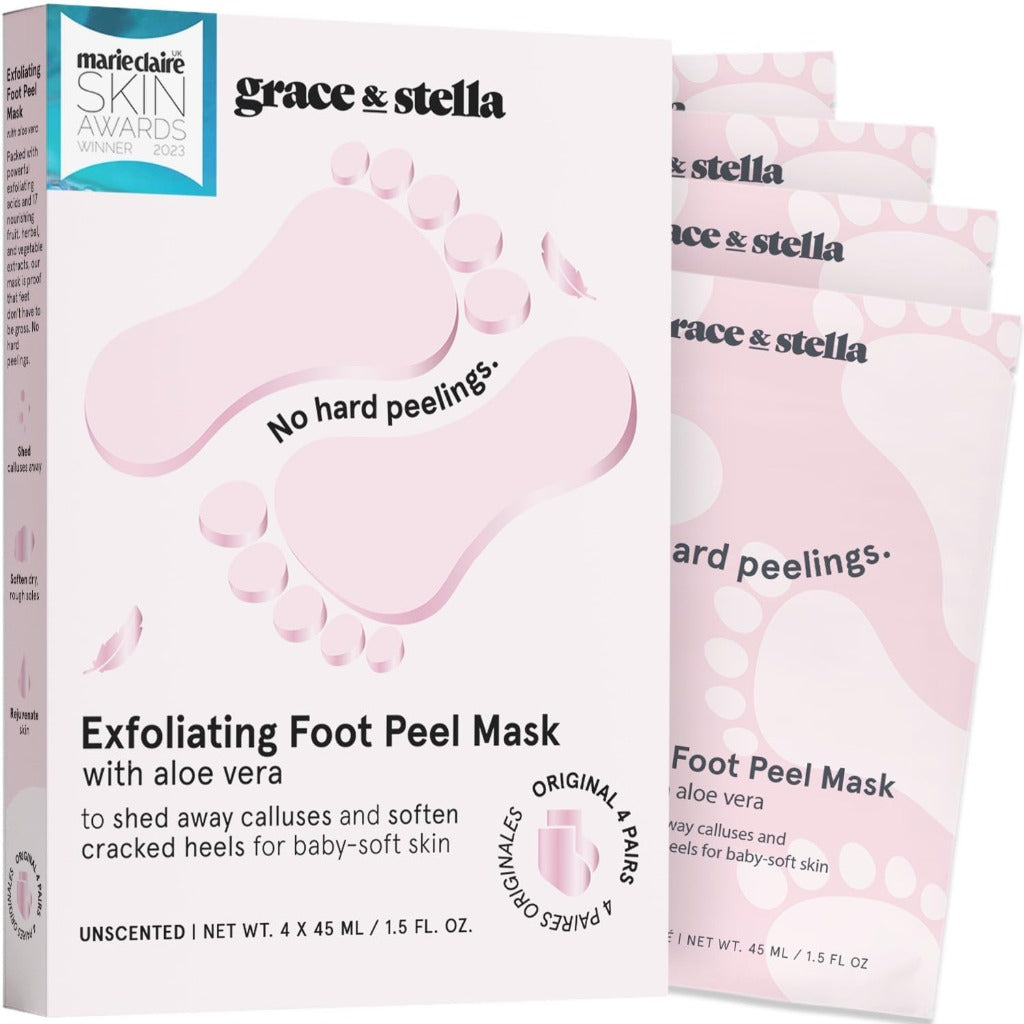 Dr. Pedicure Foot Peeling Mask - 4 Pairs Lavender - Exfoliating Foot Peel for Dry Cracked Feet - Removes Dead Skin - Damaged Box