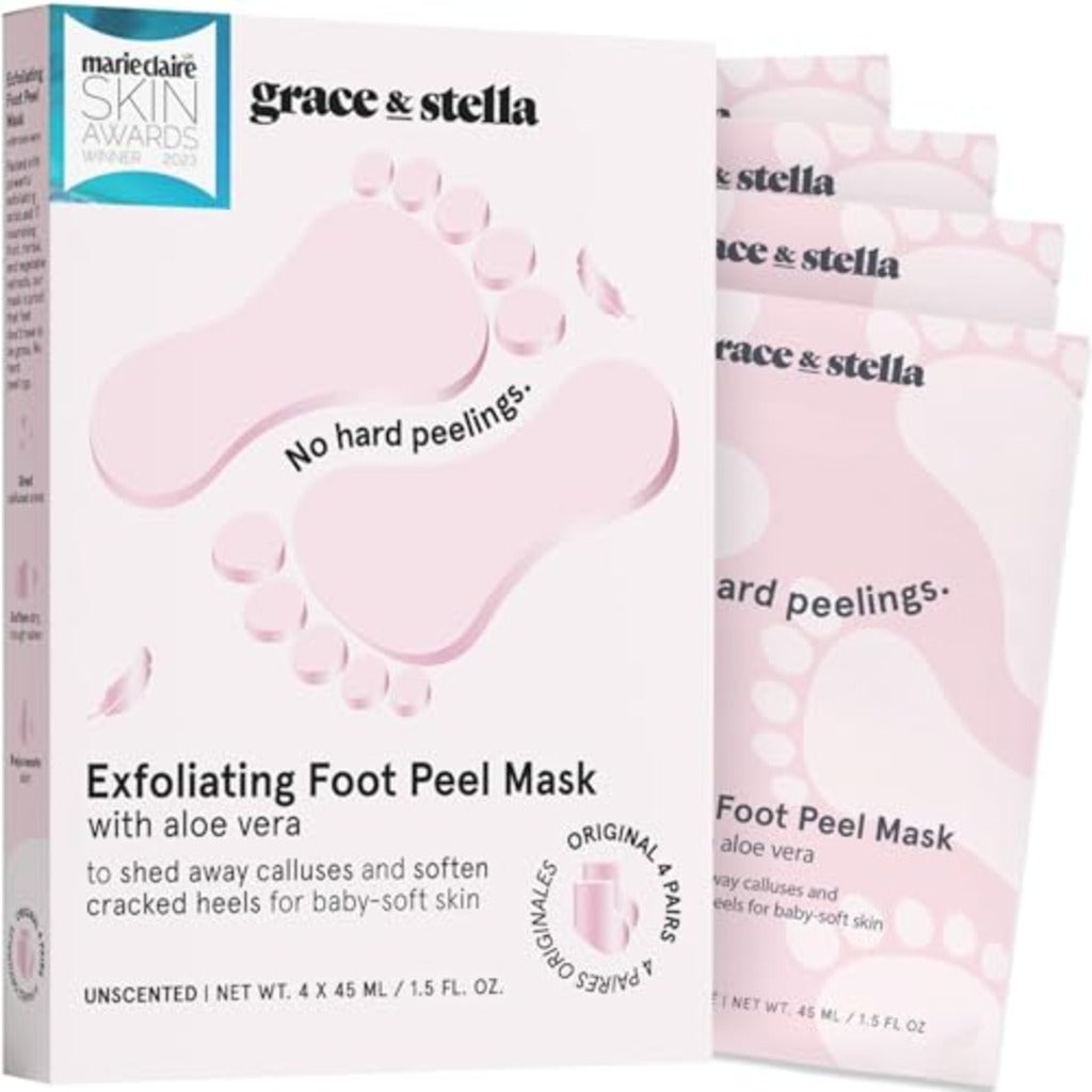 Dr. Pedicure Foot Peeling Mask - 4 Pairs Lavender - Exfoliating Foot Peel for Dry Cracked Feet - Removes Dead Skin - Damaged Box