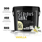 The Bulk Protein Company Serious Gainz Whey Protein Powder - Weight Mass Gainer - Vanilla 5kg - 30g Protein - Damaged Box - BBE 05/2029