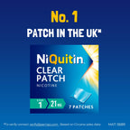 NiQuitin Clear Nicotine Patches Step 1 21mg - 7 Patches - Quit Smoking Aid - Damaged Box - BBE 01/2029
