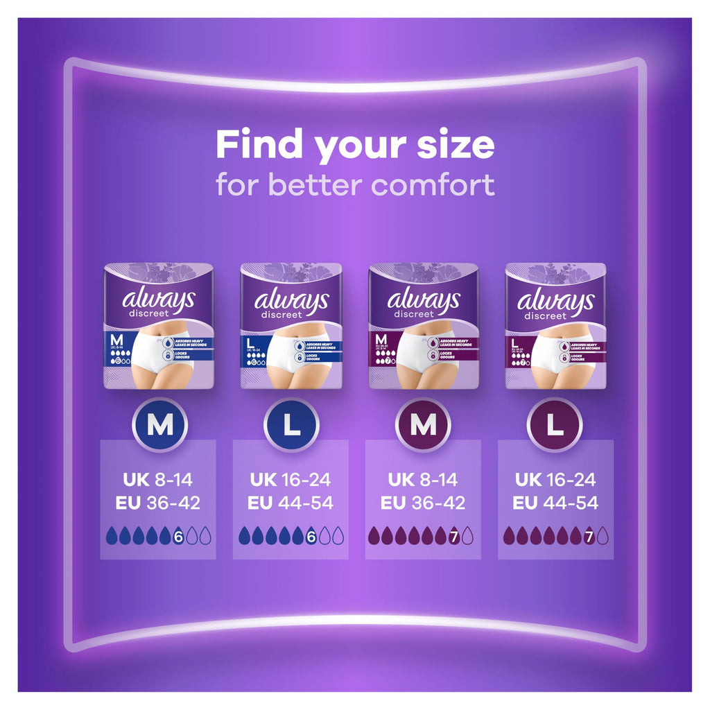 Always Discreet Pants Plus Medium 36 Pack Incontinence Underwear for Women (9x4) - Damaged Box
