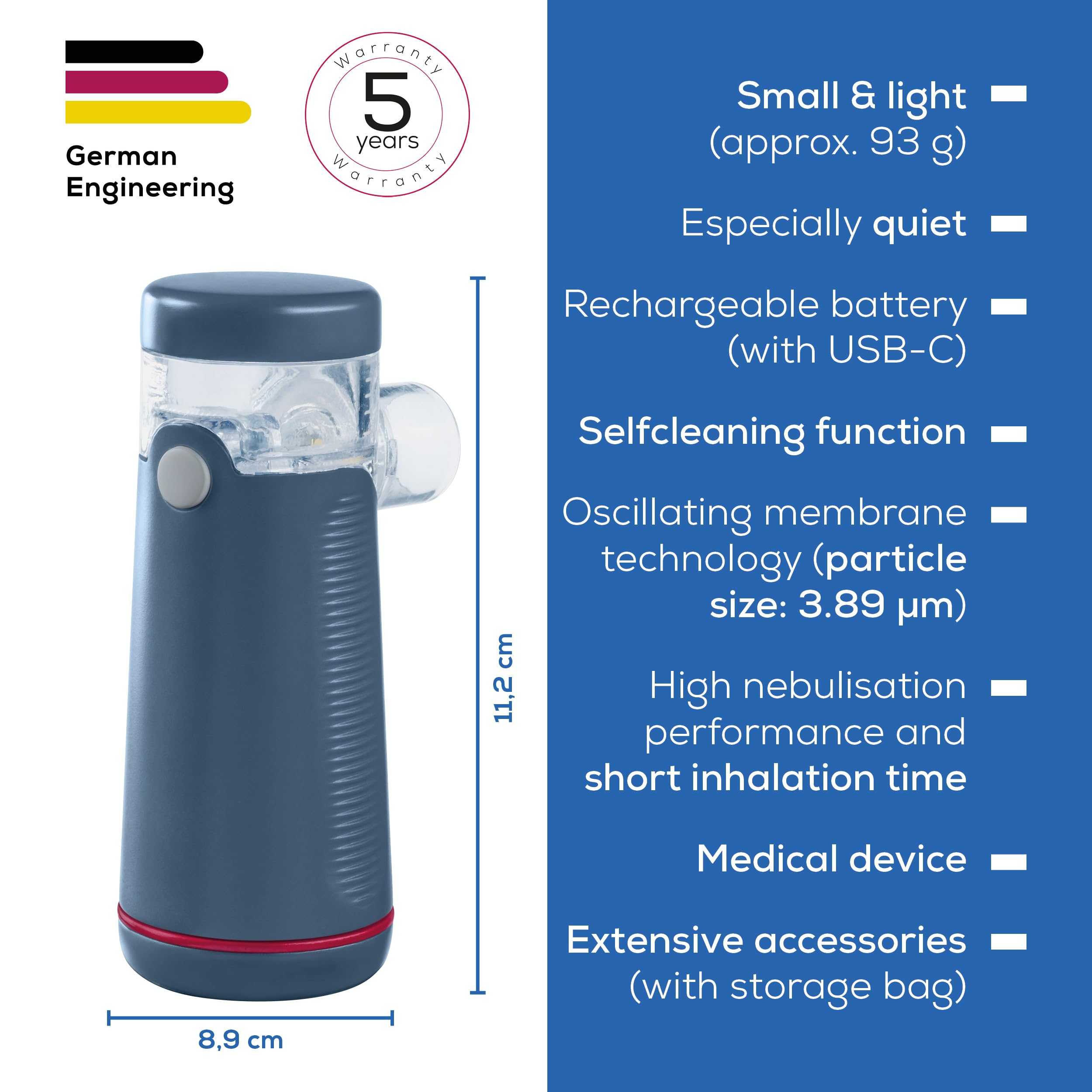 Beurer IH 49 Nebuliser - Portable Inhalation Device for Colds Asthma - Rechargeable Battery - Quiet - Adults & Children - Damaged Box